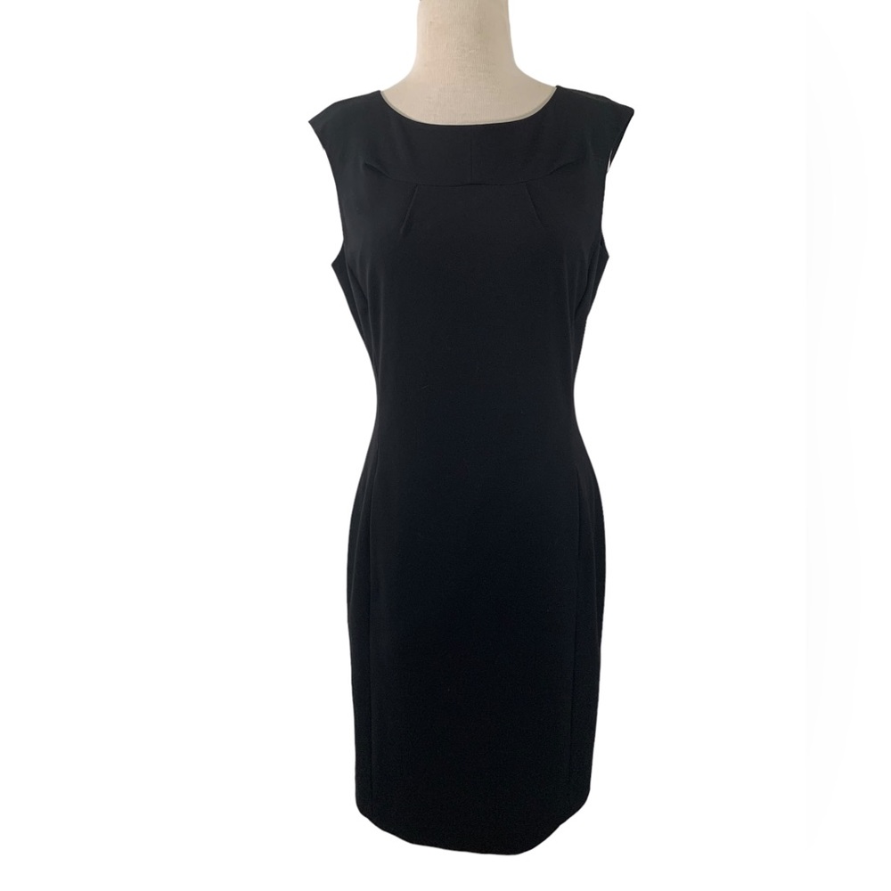 Dress Calvin Klein sleeveless black midi dress lined polyester rayon siz…
